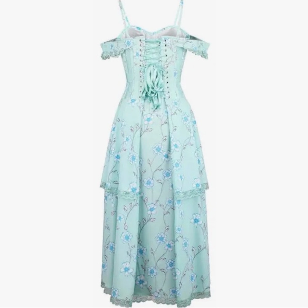 CORSET STORY NWT Tropical Mesh Panel Corset Dress Romantic Feminine Victorian - Picture 2 of 16